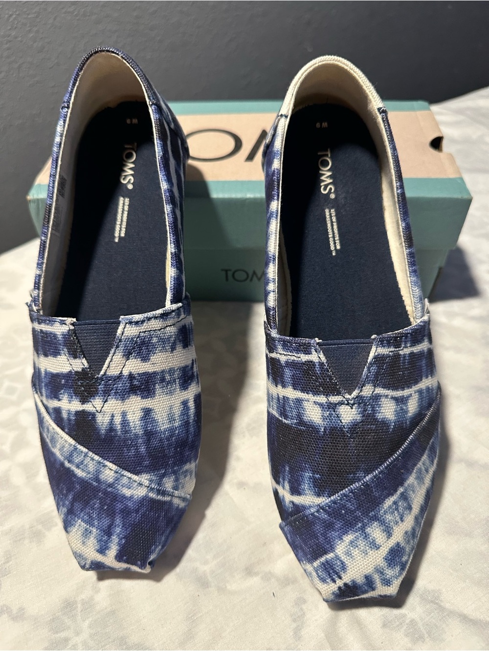 TOMS Women’s Blue Tie-Dye Canvas Alpargata Slip-Ons
